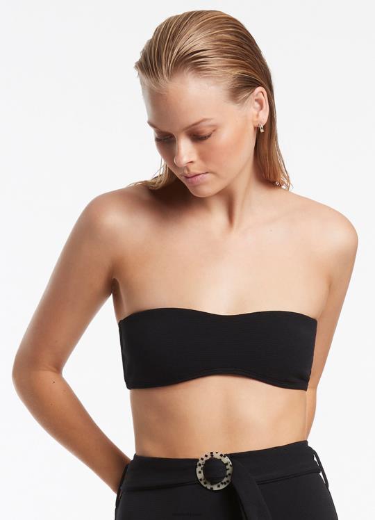قطعة بيكيني علوية من Isla Rip Mini Bandeau بيكيني نحيف أسود Seafolly ملابس سباحة 2JF2D318