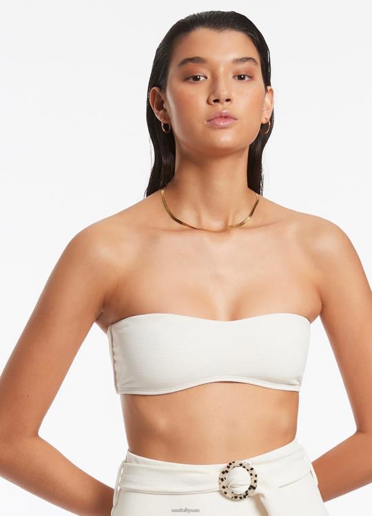 قطعة بيكيني علوية من Isla Rip Mini Bandeau بيكيني نحيف كريم Seafolly ملابس سباحة 2JF2D411