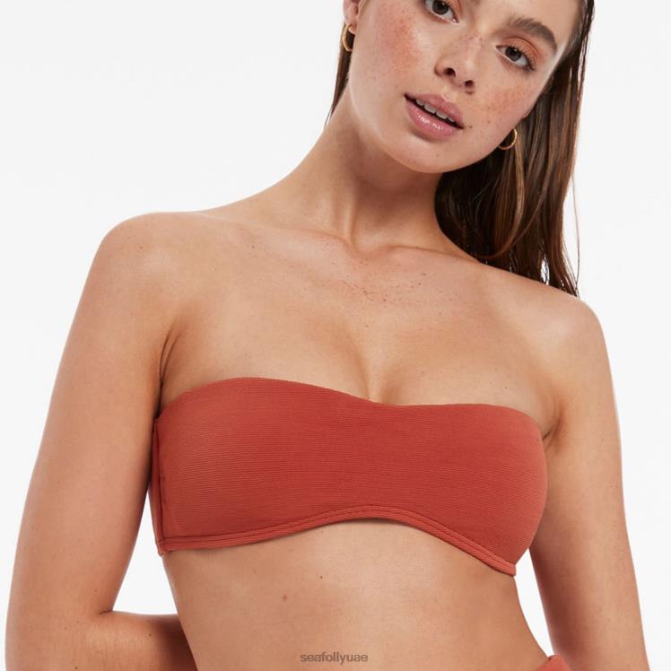 قطعة بيكيني علوية من Isla Rip Mini Bandeau بيكيني نحيف خمري Seafolly ملابس سباحة 2JF2D420