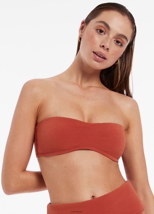 قطعة بيكيني علوية من Isla Rip Mini Bandeau بيكيني نحيف خمري Seafolly ملابس سباحة 2JF2D420