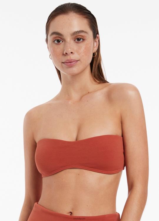 قطعة بيكيني علوية من Isla Rip Mini Bandeau بيكيني نحيف خمري Seafolly ملابس سباحة 2JF2D420