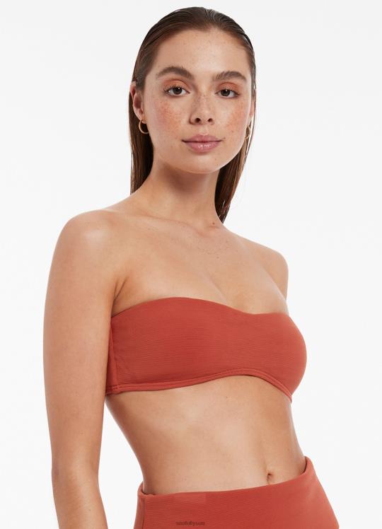 قطعة بيكيني علوية من Isla Rip Mini Bandeau بيكيني نحيف خمري Seafolly ملابس سباحة 2JF2D420