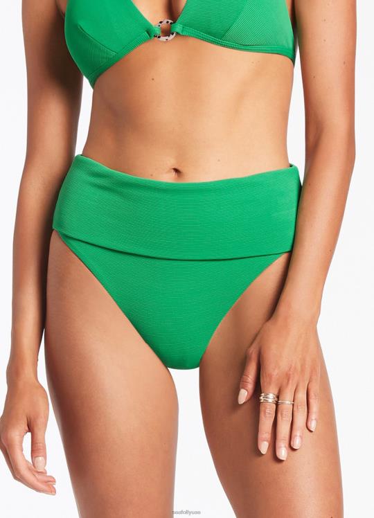 جزء سفلي من البكيني ذو الخصر العالي قابل للطي من Isla Rip نحيف أخضر Seafolly ملابس سباحة 2JF2D282