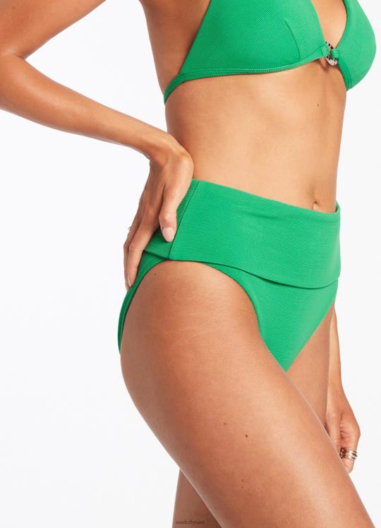 جزء سفلي من البكيني ذو الخصر العالي قابل للطي من Isla Rip نحيف أخضر Seafolly ملابس سباحة 2JF2D282