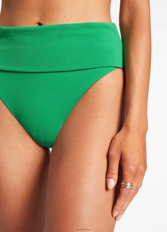 جزء سفلي من البكيني ذو الخصر العالي قابل للطي من Isla Rip نحيف أخضر Seafolly ملابس سباحة 2JF2D282