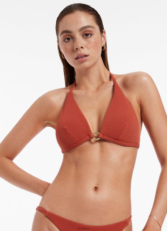 قطعة بيكيني علوية مثلثة الشكل من Isla نحيف خمري Seafolly ملابس سباحة 2JF2D354