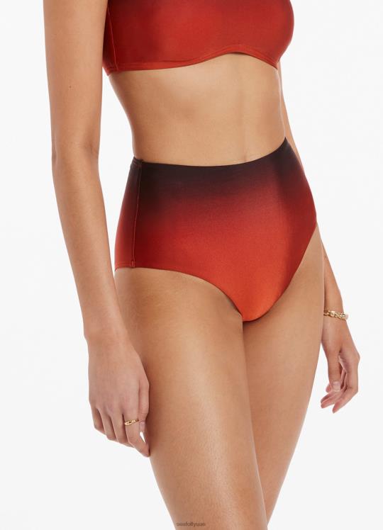 قطعة بيكيني سفلية عالية الخصر من Oia Sunset نحيف برتقالي محترق Seafolly ملابس سباحة 2JF2D447