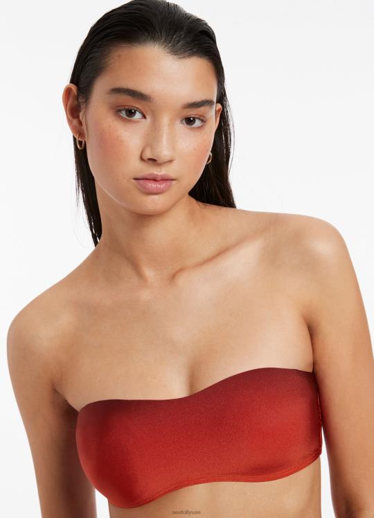 قطعة بيكيني علوية من Oia Sunset بتصميم بسيط نحيف برتقالي محترق Seafolly ملابس سباحة 2JF2D448