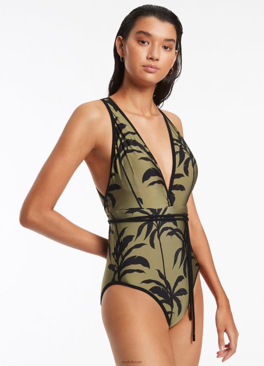 بالمي يغطس قطعة واحدة نحيف زيتون Seafolly ملابس سباحة 2JF2D106