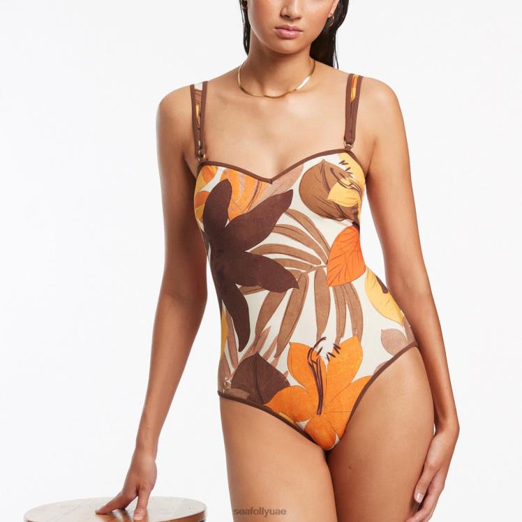 خزان تقليم الأزهار قطعة واحدة نحيف لاتيه Seafolly ملابس سباحة 2JF2D120