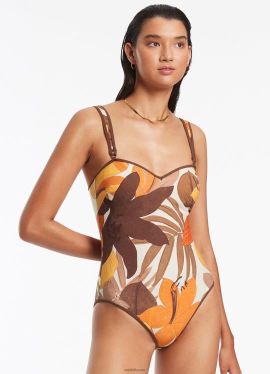 خزان تقليم الأزهار قطعة واحدة نحيف لاتيه Seafolly ملابس سباحة 2JF2D120