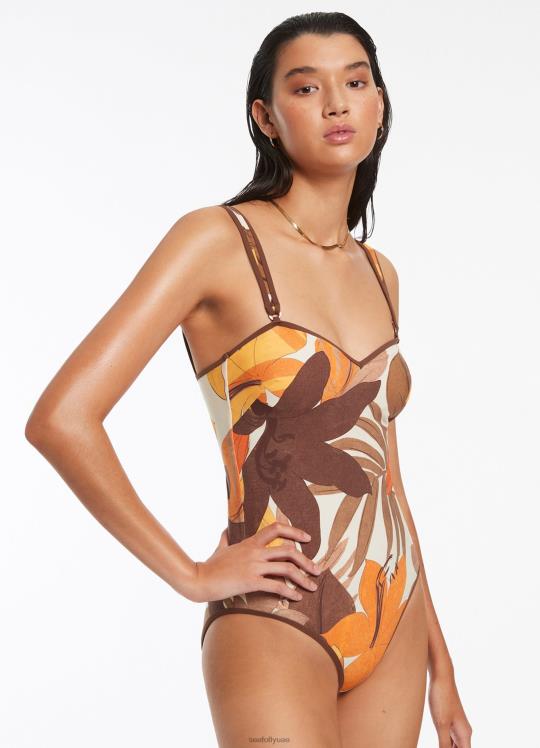 خزان تقليم الأزهار قطعة واحدة نحيف لاتيه Seafolly ملابس سباحة 2JF2D120