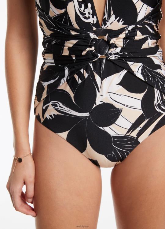 فلوريال يغرق قطعة واحدة نحيف أسود Seafolly ملابس سباحة 2JF2D126