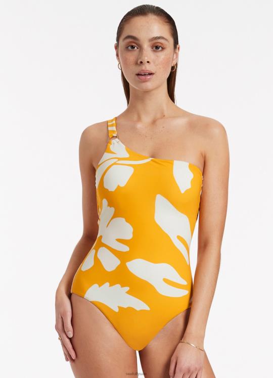 إمبوريو كتف واحد قطعة واحدة نحيف القطيفة Seafolly ملابس سباحة 2JF2D140