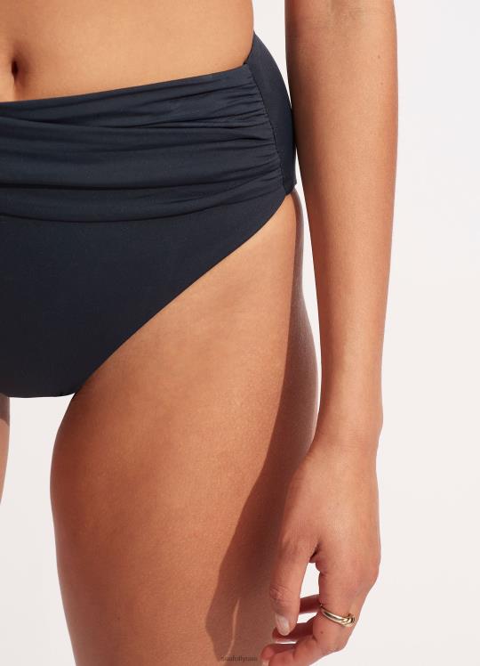 بنطال أمامي ملفوف عالي الخصر نحيف البحرية الحقيقية Seafolly ملابس سباحة 2JF2D205