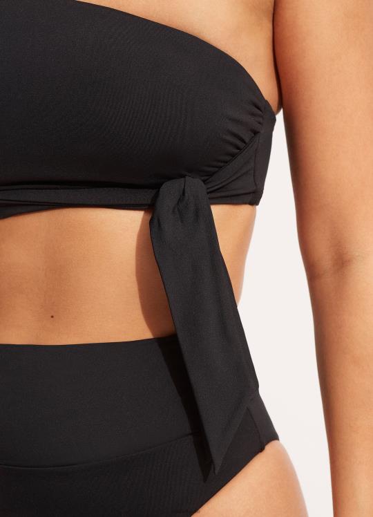 بلوزة جماعية بكتف واحد نحيف أسود Seafolly ملابس سباحة 2JF2D207