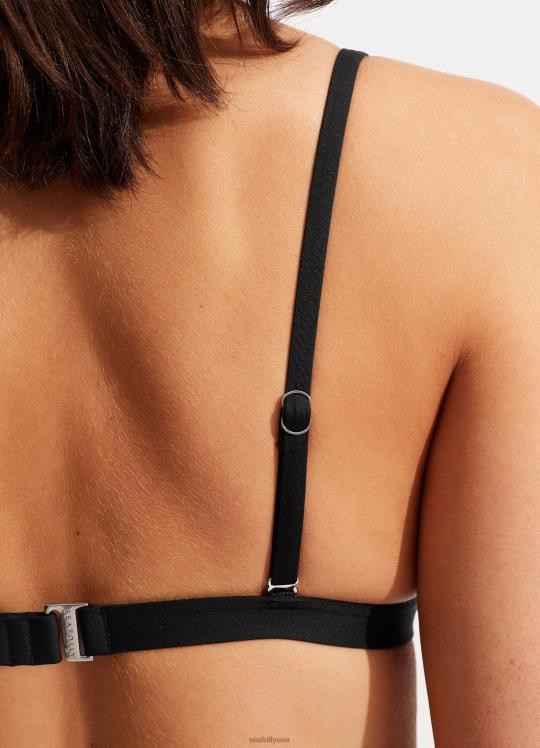 الخطوط الطويلة الجماعية ثلاثي نحيف أسود Seafolly ملابس سباحة 2JF2D239