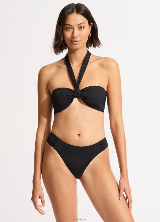 قطعة بيكيني علوية من البكيني بربطة عنق أمامية نحيف أسود Seafolly ملابس سباحة 2JF2D244