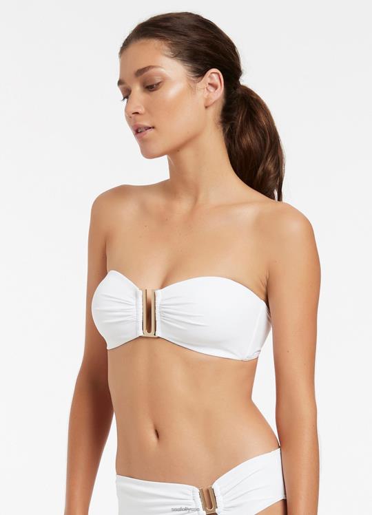 قطعة بيكيني علوية من جيتسيت باندو نحيف أبيض Seafolly ملابس سباحة 2JF2D265