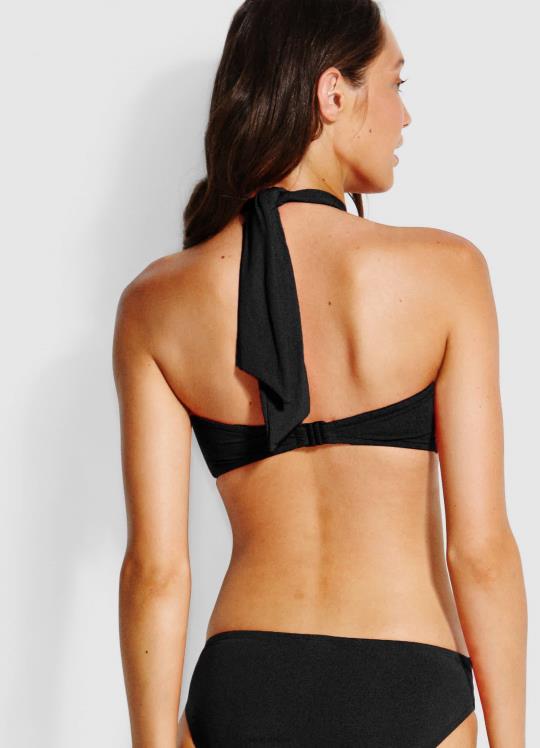 أعلى بيكيني الرسن العصابة نحيف أسود Seafolly ملابس سباحة 2JF2D290