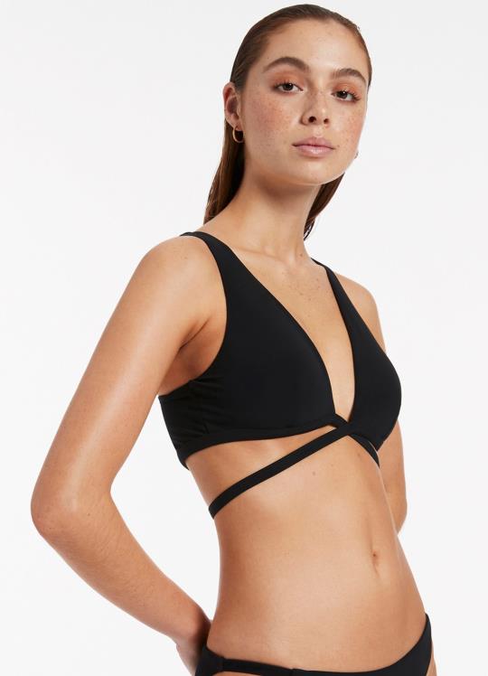 سترة جيتسيت ملفوفة بربطة عنق نحيف أسود Seafolly ملابس سباحة 2JF2D312