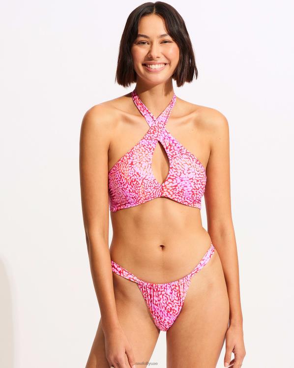 حمالة صدر بيكيني من جلد البحر متقاطعة من الأمام نحيف ارتفع الفوشيه Seafolly ملابس سباحة 2JF2D326