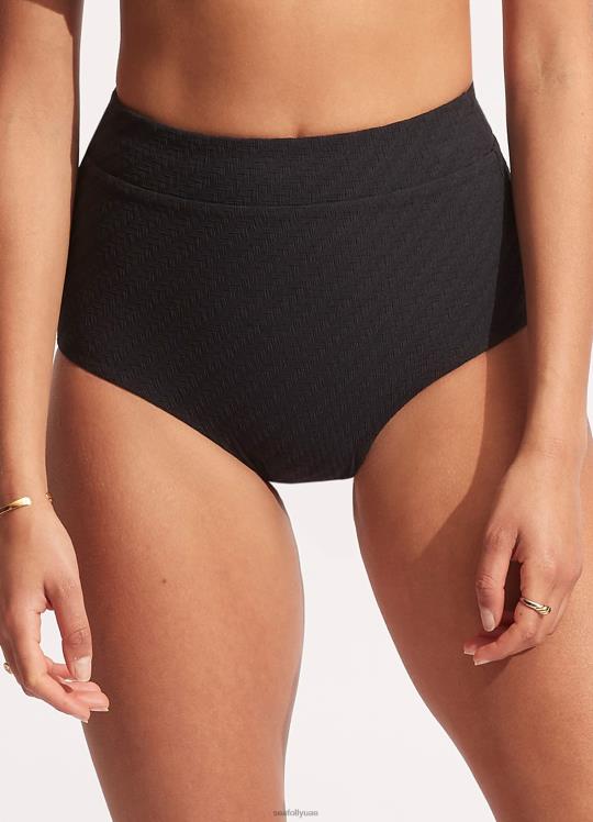 الصفصاف عالية مخصر بانت نحيف أسود Seafolly ملابس سباحة 2JF2D343
