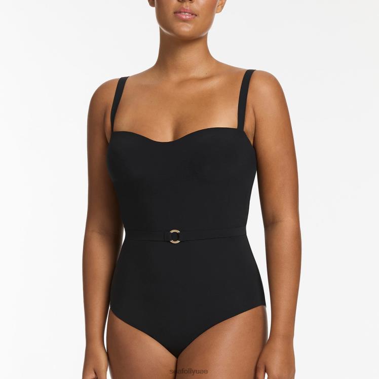 جيتسيت إنفينيتي تانك قطعة واحدة نحيف أسود Seafolly ملابس سباحة 2JF2D35