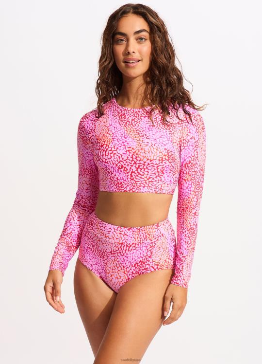 جزء سفلي بيكيني عالي الخصر من جلد البحر نحيف ارتفع الفوشيه Seafolly ملابس سباحة 2JF2D365