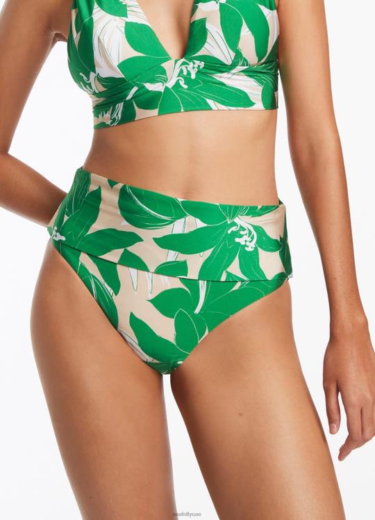 بنطال قابل للطي من الأزهار نحيف أخضر Seafolly ملابس سباحة 2JF2D387
