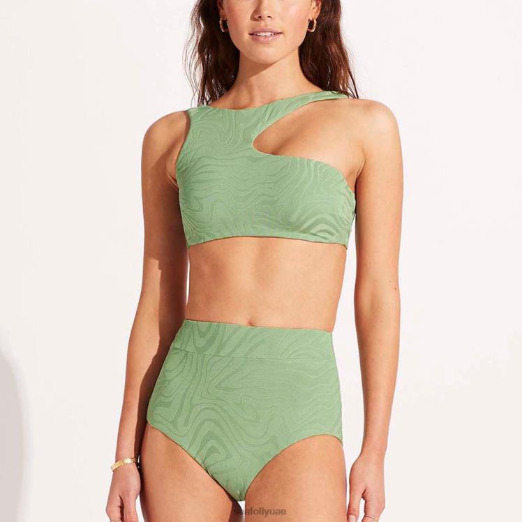 الموجة الثانية بانت عالية مخصر نحيف النخيل الأخضر Seafolly ملابس سباحة 2JF2D417