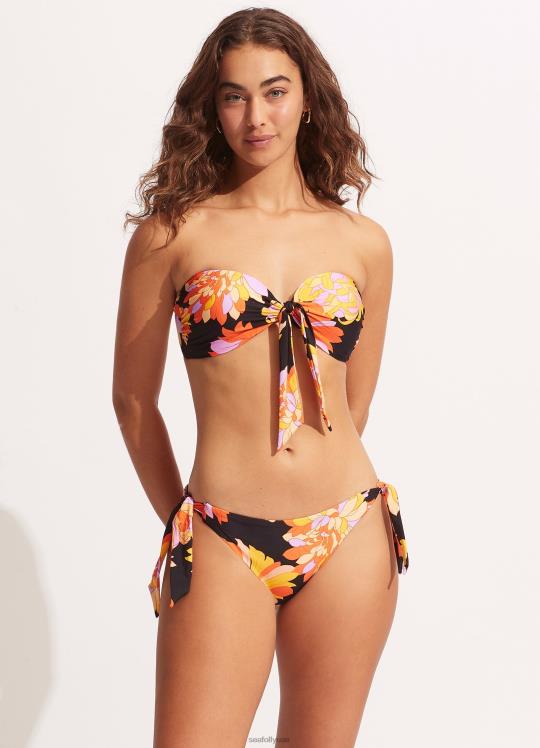 بنطال بالم سبرينغز ذو ربطة جانبية نحيف أسود Seafolly ملابس سباحة 2JF2D429