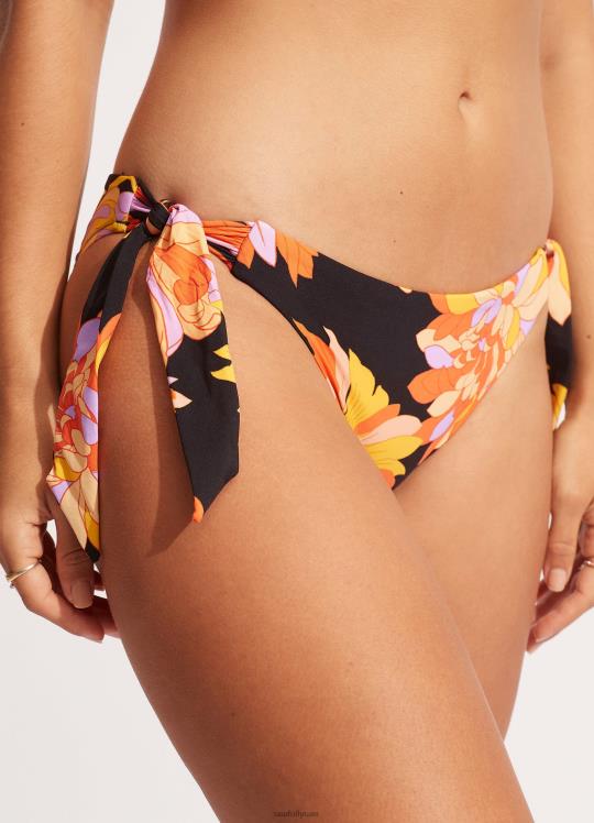 بنطال بالم سبرينغز ذو ربطة جانبية نحيف أسود Seafolly ملابس سباحة 2JF2D429