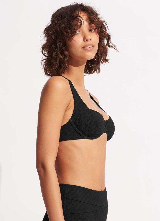 حمالة صدر من الصفصاف نحيف أسود Seafolly ملابس سباحة 2JF2D443