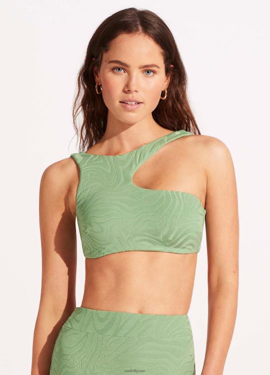 الموجة الثانية من الخزان غير المتماثل نحيف النخيل الأخضر Seafolly ملابس سباحة 2JF2D463