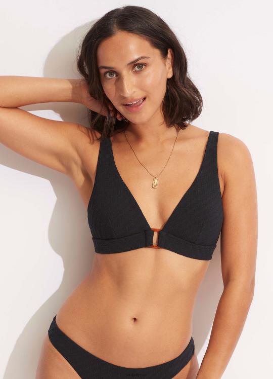 الصفصاف الخطوط الطويلة ثلاثي نحيف أسود Seafolly ملابس سباحة 2JF2D511