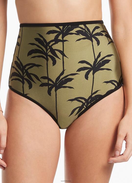 بالمي بنطال عالي الخصر نحيف زيتون Seafolly ملابس سباحة 2JF2D544