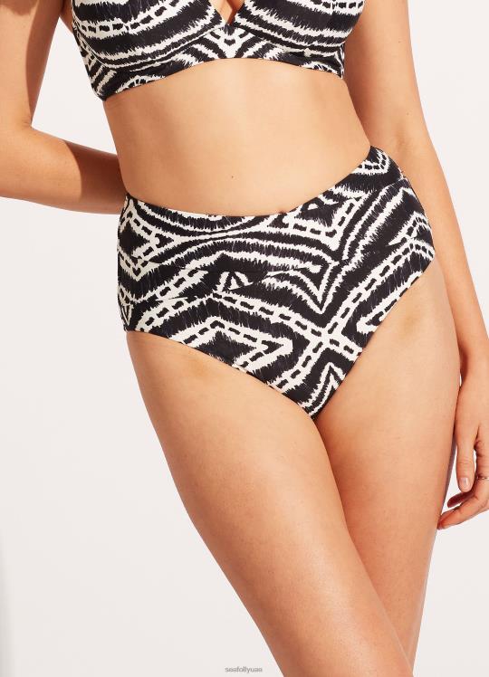 زنجبار بنطال عالي الخصر نحيف أسود Seafolly ملابس سباحة 2JF2D549