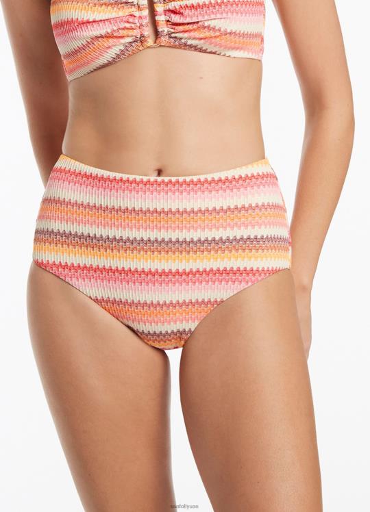 بنطال كابري مخطط بخصر عالٍ نحيف حلويات Seafolly ملابس سباحة 2JF2D556