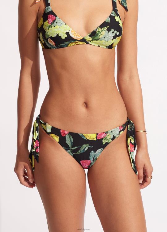 بنطال ليمونسيلو برباط جانبي نحيف أسود Seafolly ملابس سباحة 2JF2D582