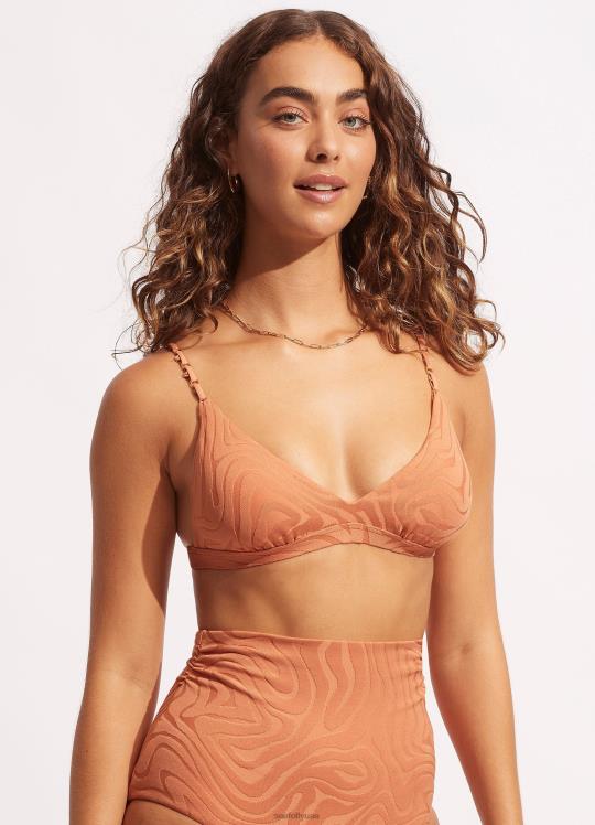 حمالة صدر ثلاثية ثابتة من الموجة الثانية نحيف تان النحاس Seafolly ملابس سباحة 2JF2D606