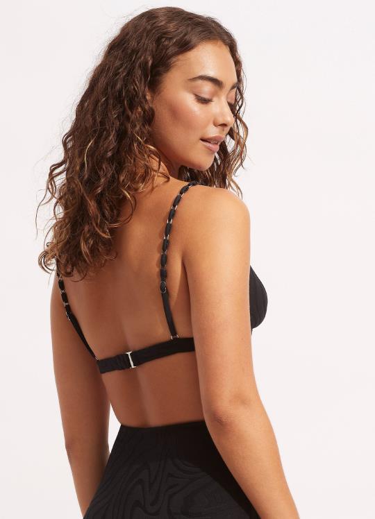 حمالة صدر ثلاثية ثابتة من الموجة الثانية نحيف أسود Seafolly ملابس سباحة 2JF2D612