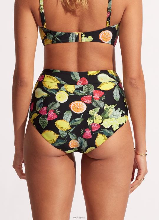 بنطلون ليمونسيلو عالي الخصر نحيف أسود Seafolly ملابس سباحة 2JF2D633