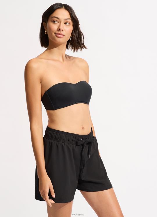 شورت جماعي متوسط ​​الطول نحيف أسود Seafolly ملابس 2JF2D636