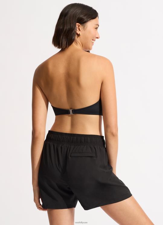 شورت جماعي متوسط ​​الطول نحيف أسود Seafolly ملابس 2JF2D636