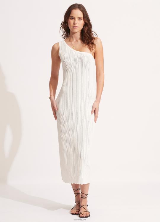 فستان كروشيه متماسك نحيف أبيض Seafolly ملابس 2JF2D661