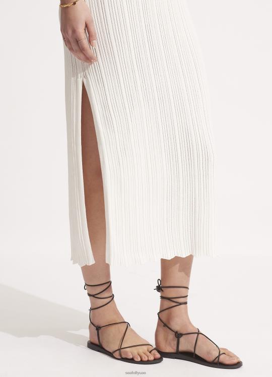 فستان كروشيه متماسك نحيف أبيض Seafolly ملابس 2JF2D661