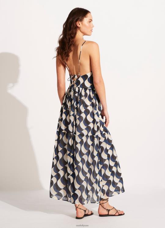 فستان ماكسي عصري نحيف أسود Seafolly ملابس 2JF2D681