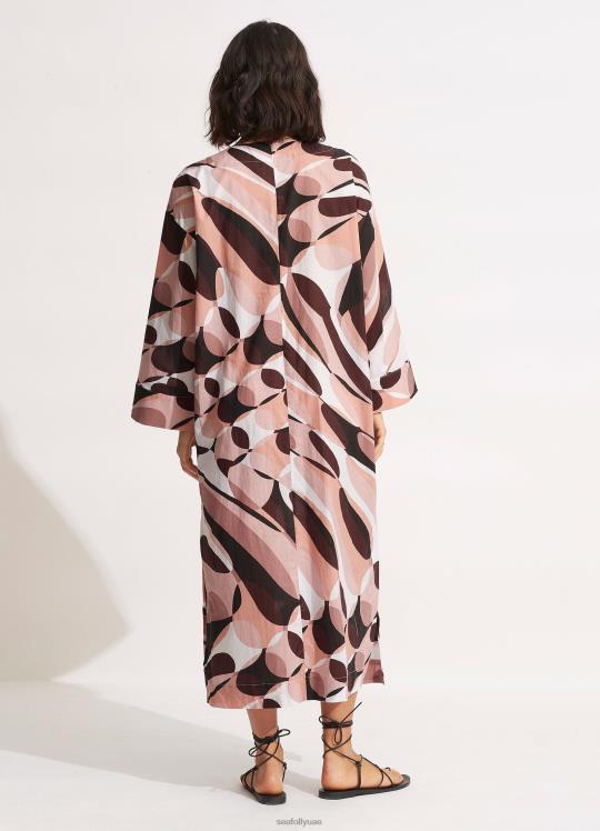 غطاء ماكسي بجانب حمام السباحة نحيف بني داكن Seafolly ملابس 2JF2D706