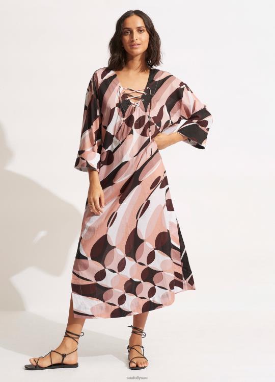 غطاء ماكسي بجانب حمام السباحة نحيف بني داكن Seafolly ملابس 2JF2D706
